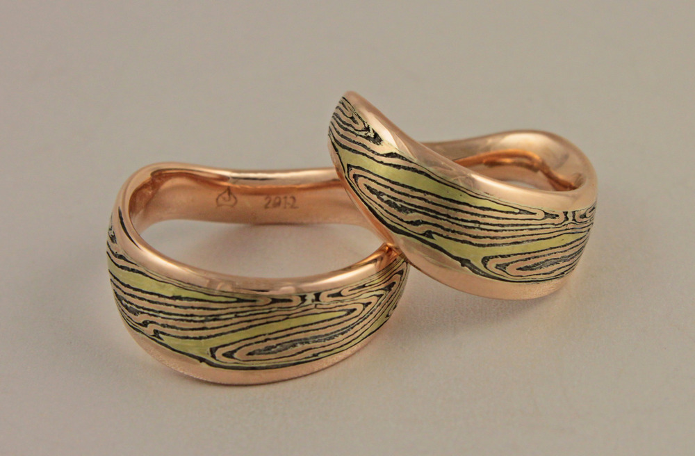 Contoured Mokume Rings