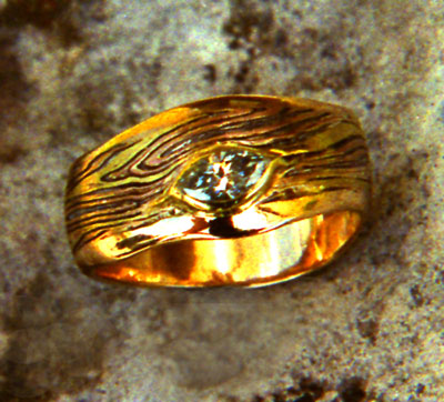 Contoured Mokume with Diamond