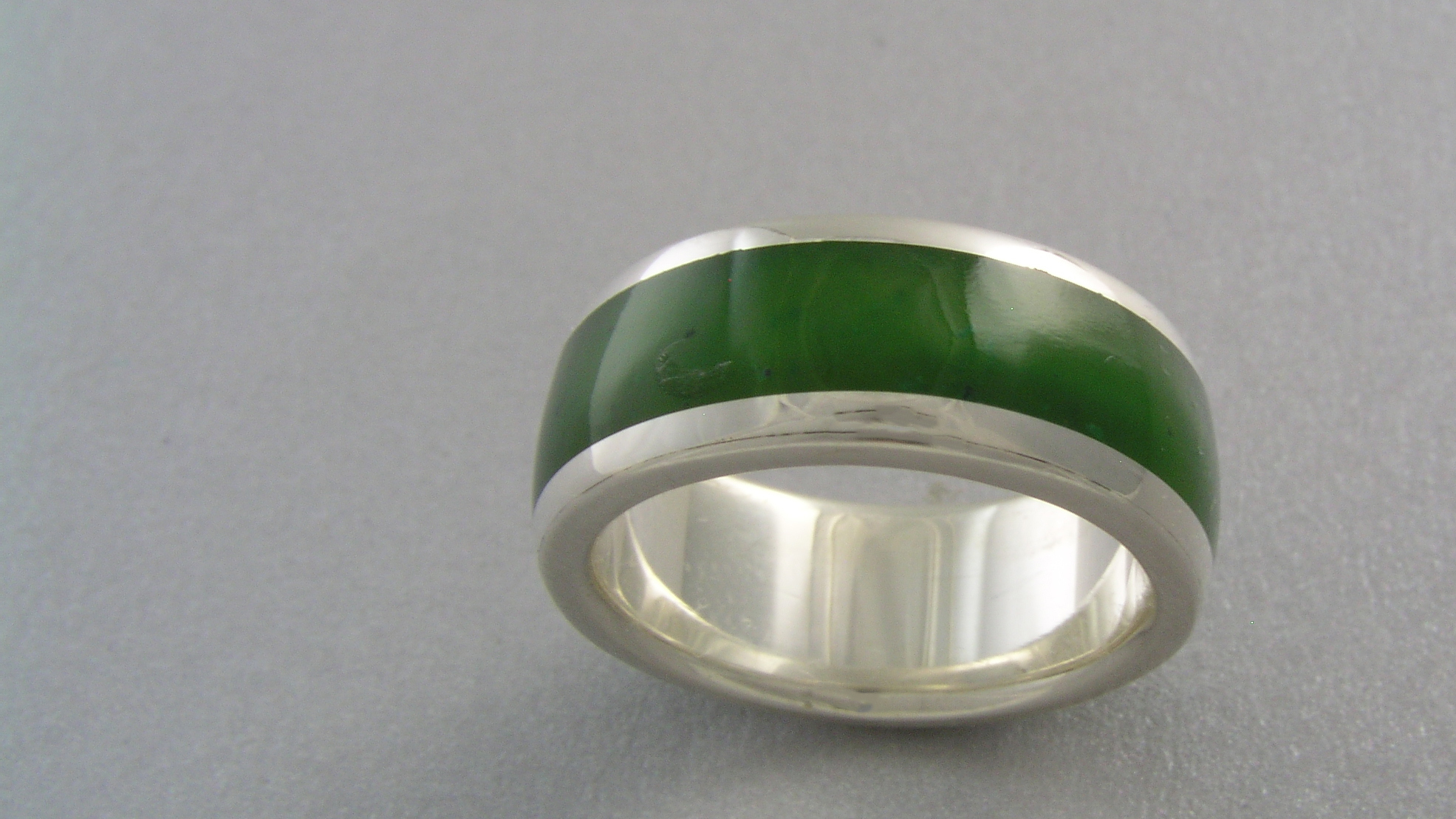 Jade Inlay Ring in Silver