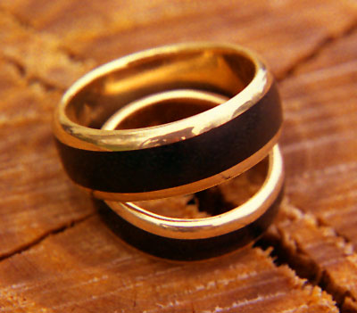 Ebony Wood Inlay Rings